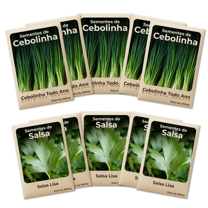 Sementes-Salsa Cebolinha Ideal Para Horta Cultivo Fácil e Produtivo -Combo 10 Pct
