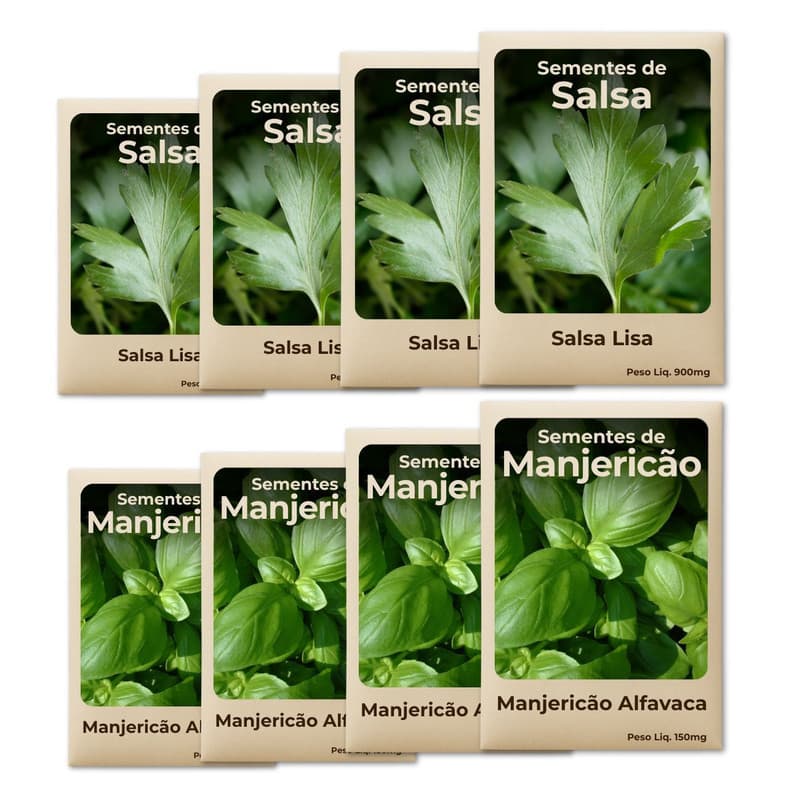 Sementes-Salsa Manjericão Ideal Para Horta Cultivo Fácil e Produtivo -Combo 8 Pct