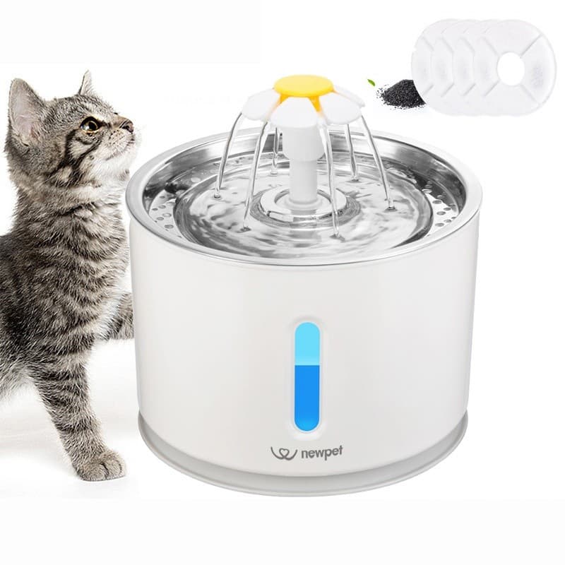 2.4L Pet Fonte De Água Do Gato USB Automático Dispensador Alimentador Tigela De Luz LED Inteligente Cão Animal Estimação