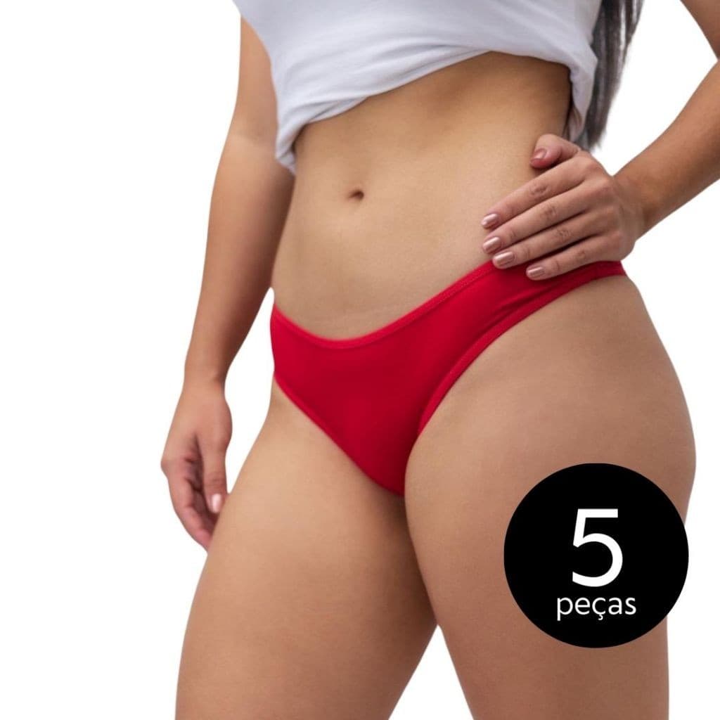 Kit 5 calcinha juvenil conforto menina moça tanga conforto poliéster com forro