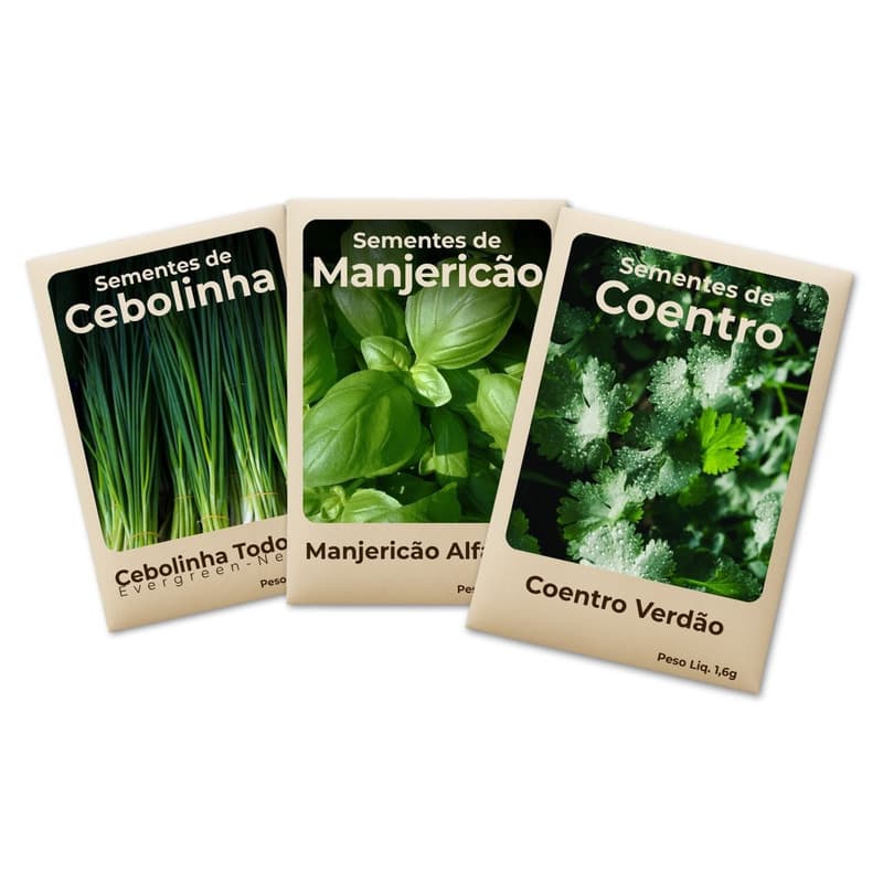 Semente Cebolinha-Coentro-Manjericão Ideal Para Horta Cultivo Fácil e Produtivo -Combo 3 Pct