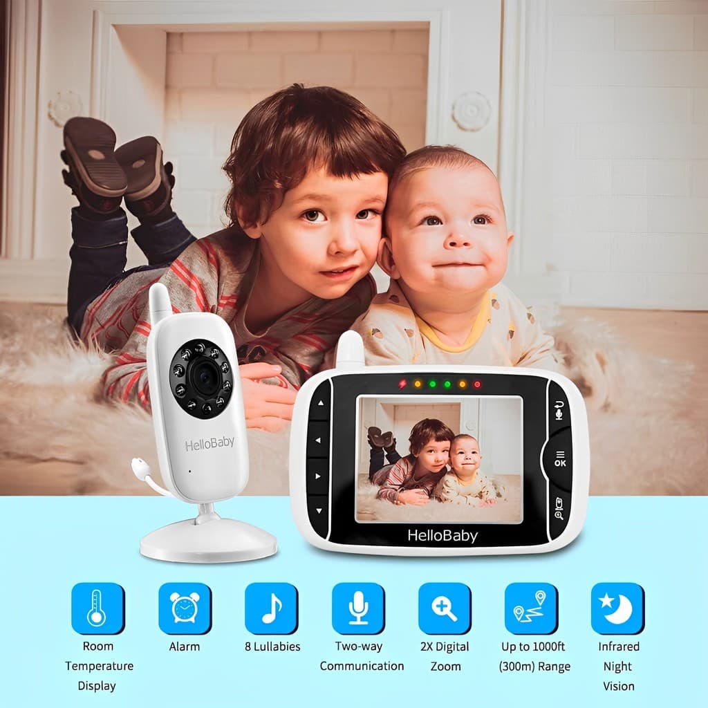Babá Eletrônica HB32, Tela LCD 3.2", Função de Comunicação Bidirecional, Cor Branco