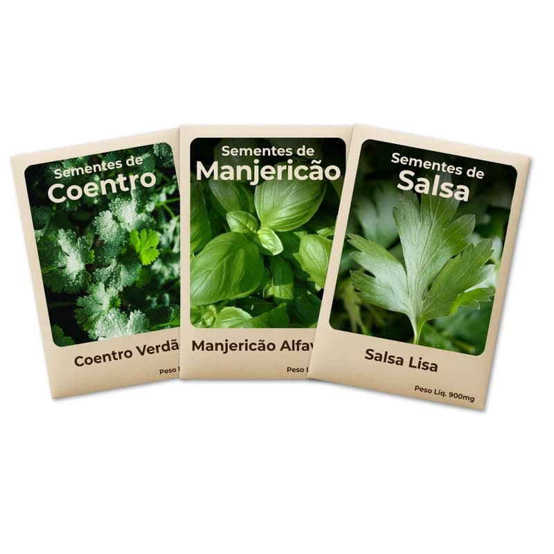 Semente Manjericão-Salsa-Coentro Ideal Para Horta Cultivo Fácil e Produtivo -Combo 3 Pct