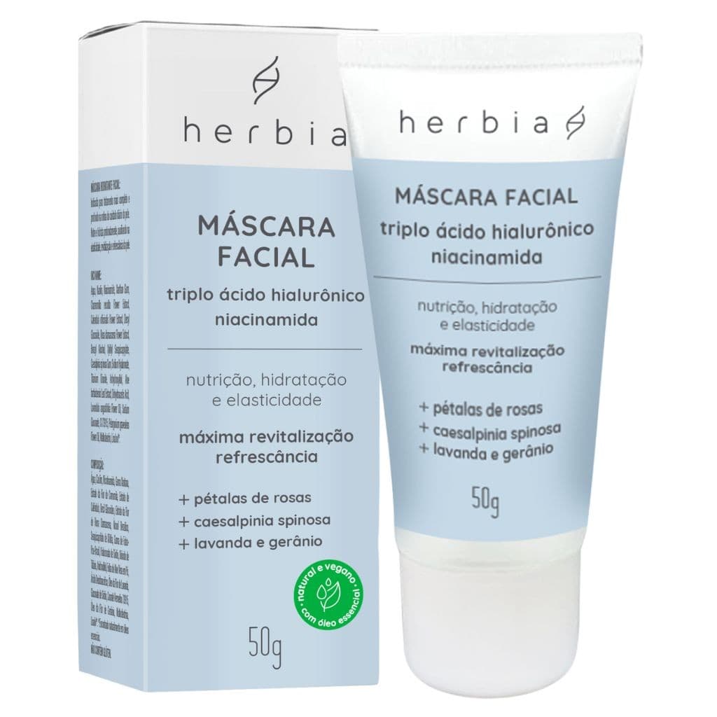 Máscara Facial Triplo Ácido Hialurônico - Natural e Vegano