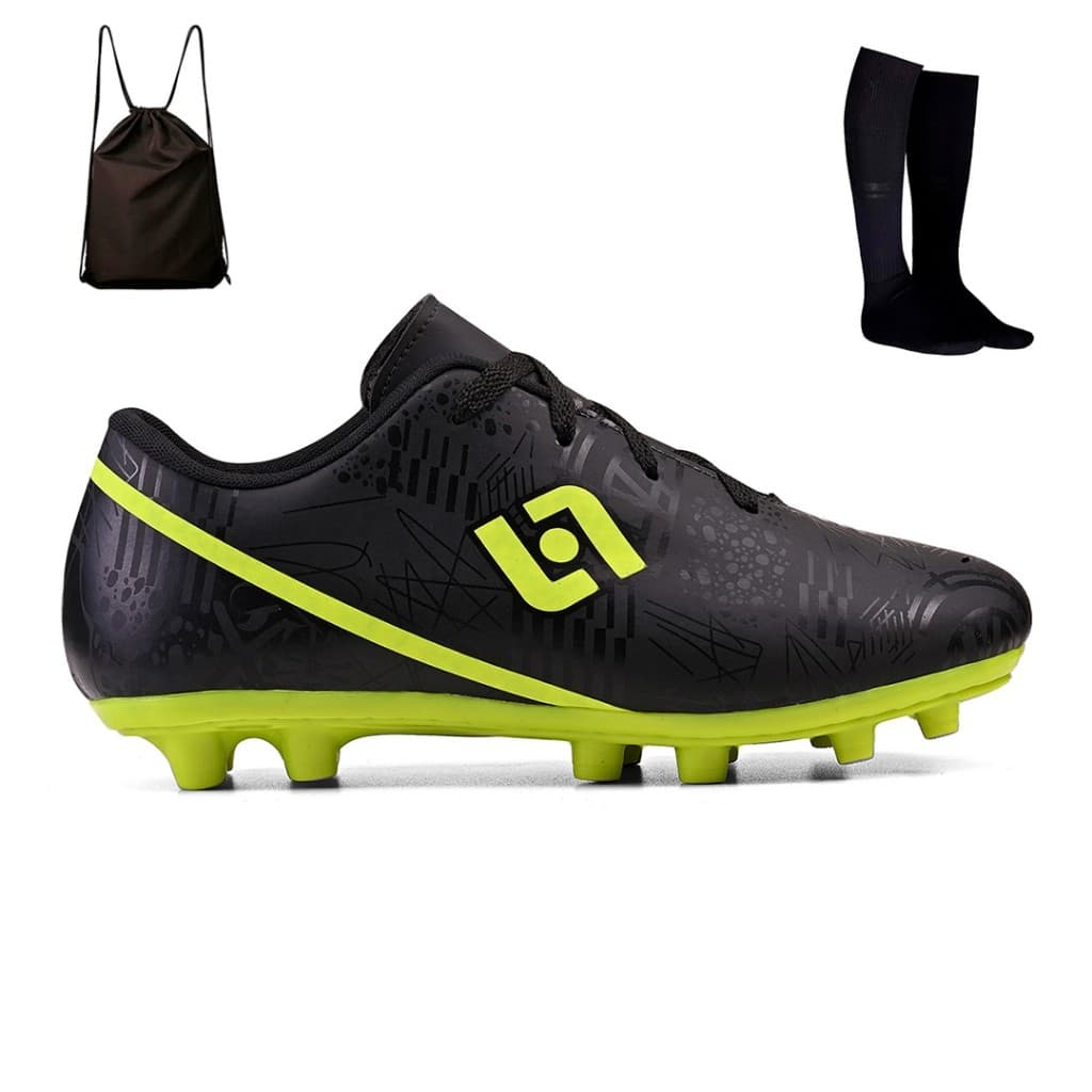 Kit Chuteira Infantil Costurada Futebol Campo Trava Light + Mochila e Meiao