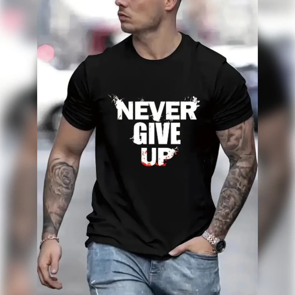 Camiseta Casual Estilosa Masculina com Estampa de Letras