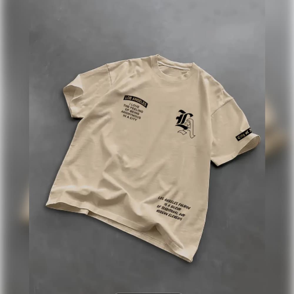 Camiseta Masculina com Gráfico de Los Angeles - Camiseta Preta Casual Estilo Streetwear com Estampa "Apenas Vibrações d