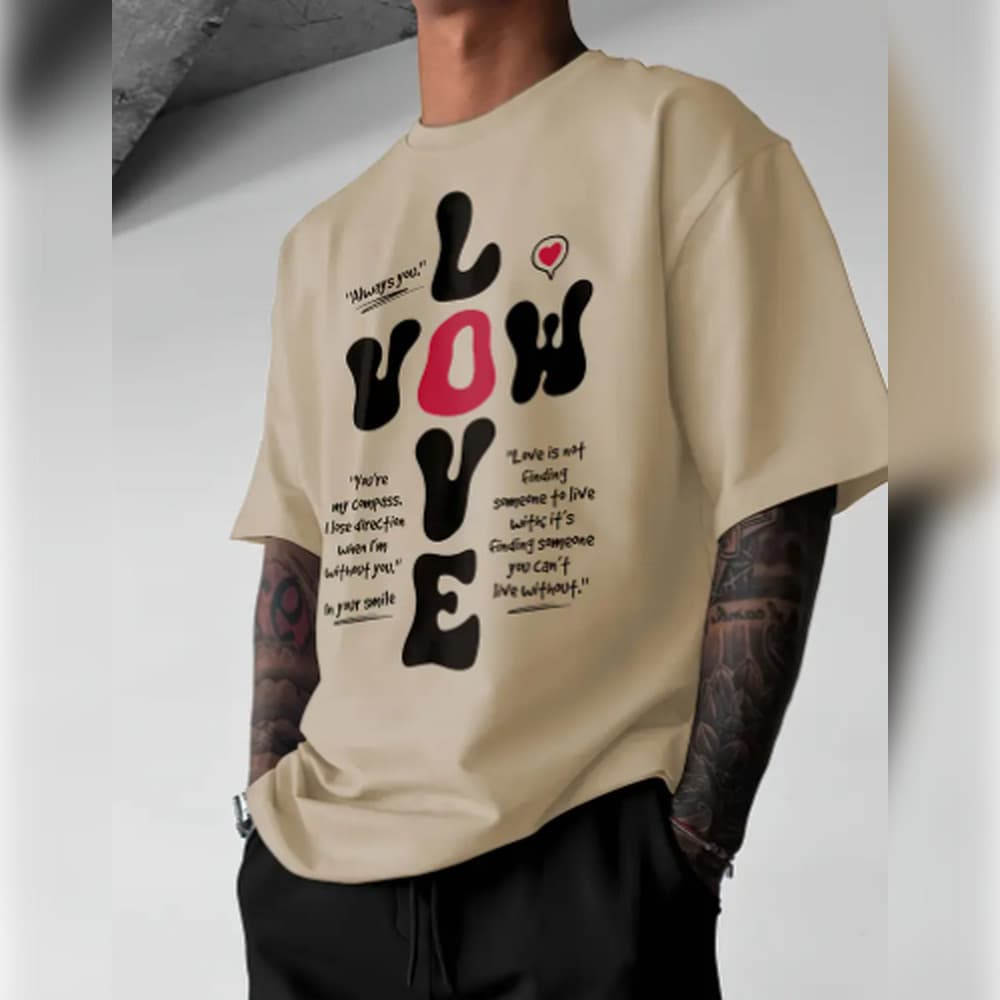 Camiseta Masculina Lavender Love - Estampa Divertida com Frases de Relacionamento, Camisa Streetwear Solta para Dia a D