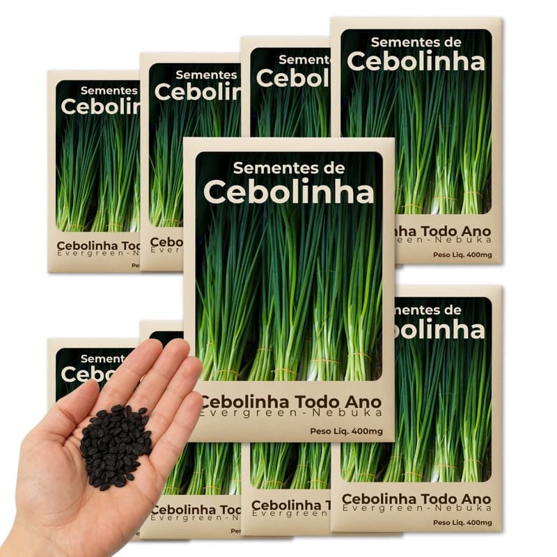 Semente de Cebolinha Para Horta Orgânica com Plantio o Ano Todo Kit 9 Pacotes
