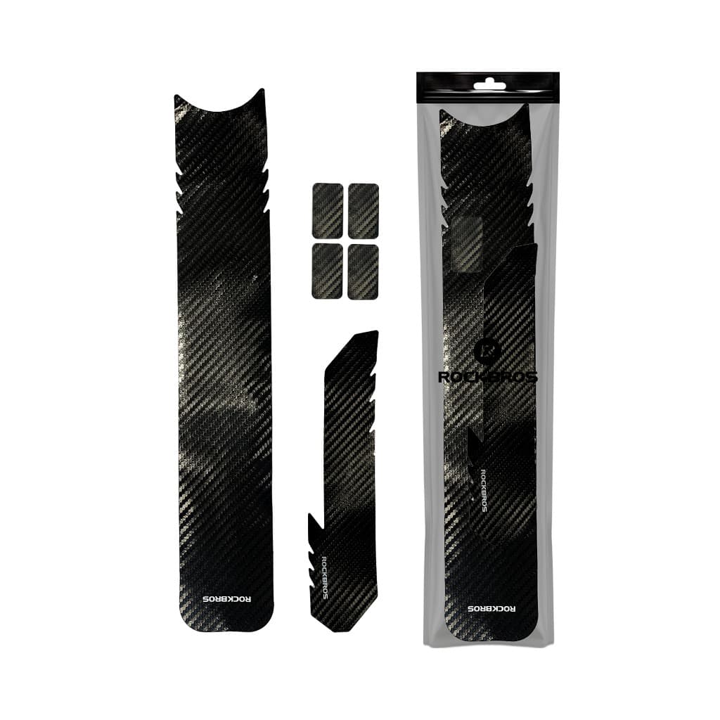 Kit Protetor De Quadro Bicicleta Borracha Textura Fibra De Carbono Rockbros