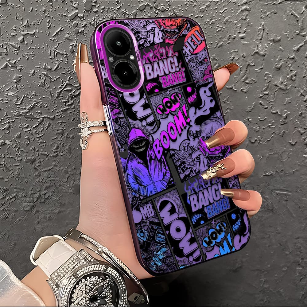 Capa Para Realme C67 4G Capinha De Silicone Anti Choque Roxo Celular Verde Estampada Criativa Case CY2748