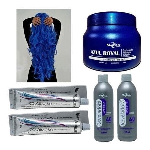 Kit 2 Colorações Azul Royal + 1 Masc 250g + 2 Ox Vol40 - Mairibel