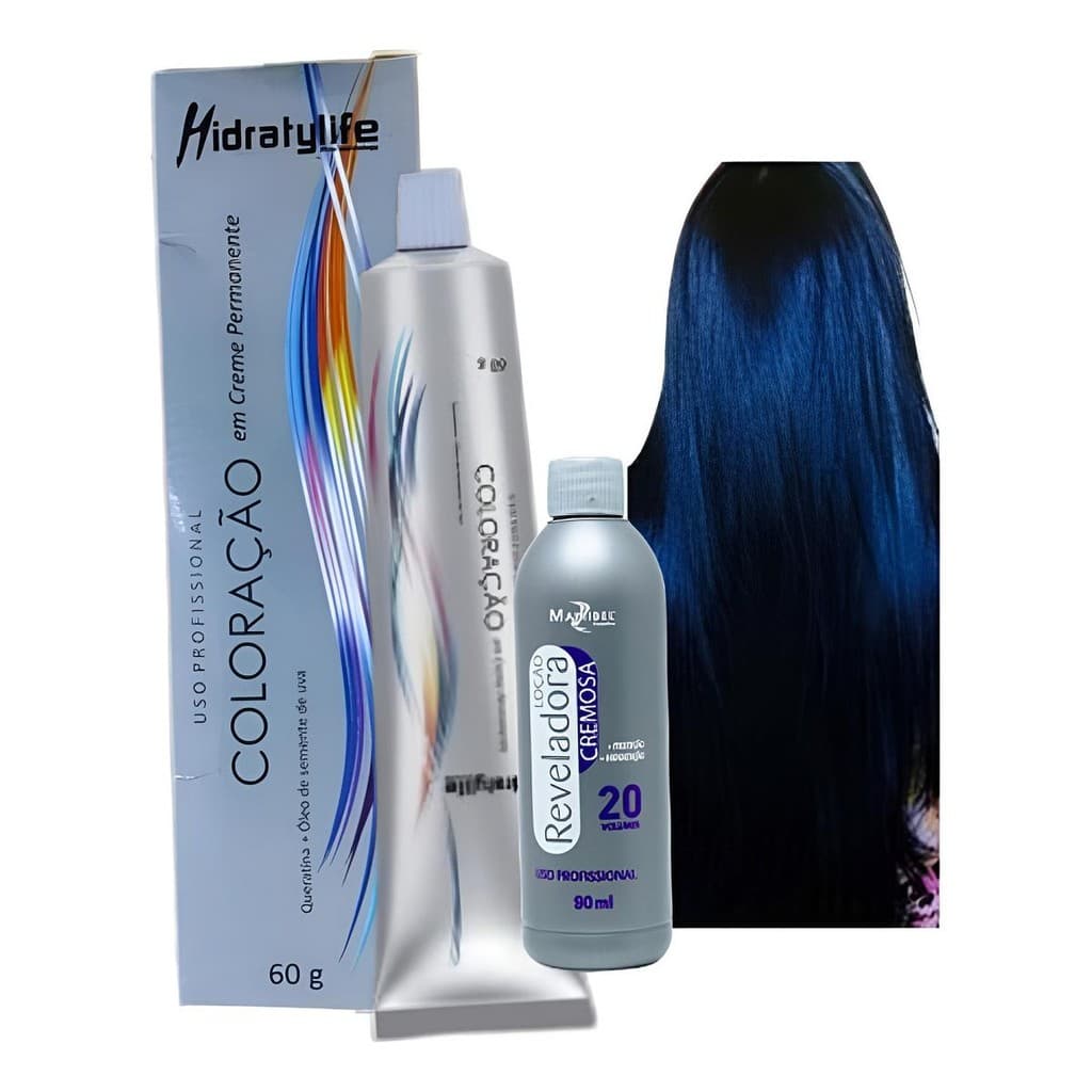 Coloração Preto Azulado + Ox Vol 30 vol 90 ml Mairibel Tom Preto