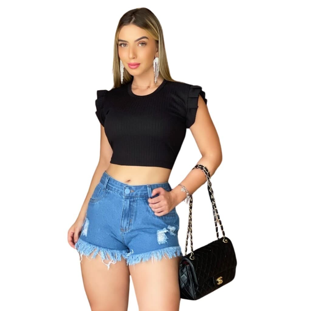Blusinha Gola Canoa Feminina Preta,Marquezne Store