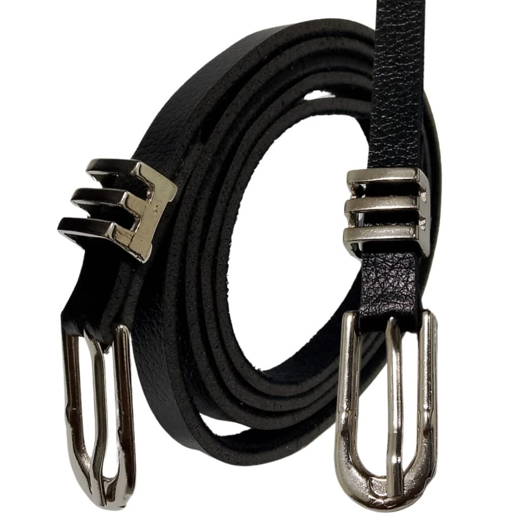 Cinto Feminino Preto Couro sintético Fino Fivela Reforçada, Marquezne Store
