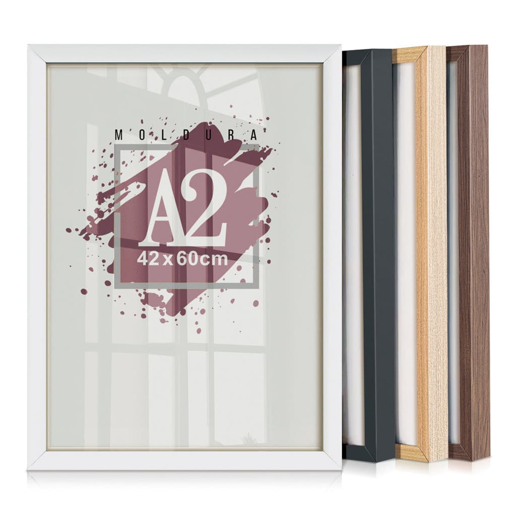 Kit Molduras Para Quadros A2 42x60 Grande Para Poster Fotografia Retrato Caixa Alta Com Acetato