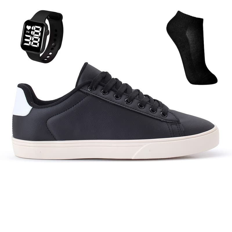 Kit Sapatênis Masculino: Tênis Casual Masculino Confortável + Relógio Digital + Meia