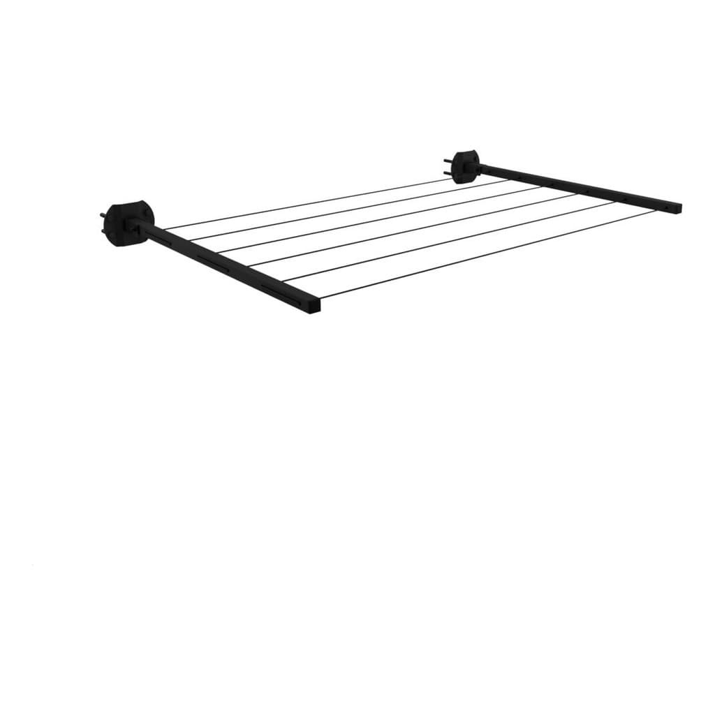 Varal Apartamento De Parede Preto Resistente Até 10kg Retrátil de Aço CS0060P Brasforma