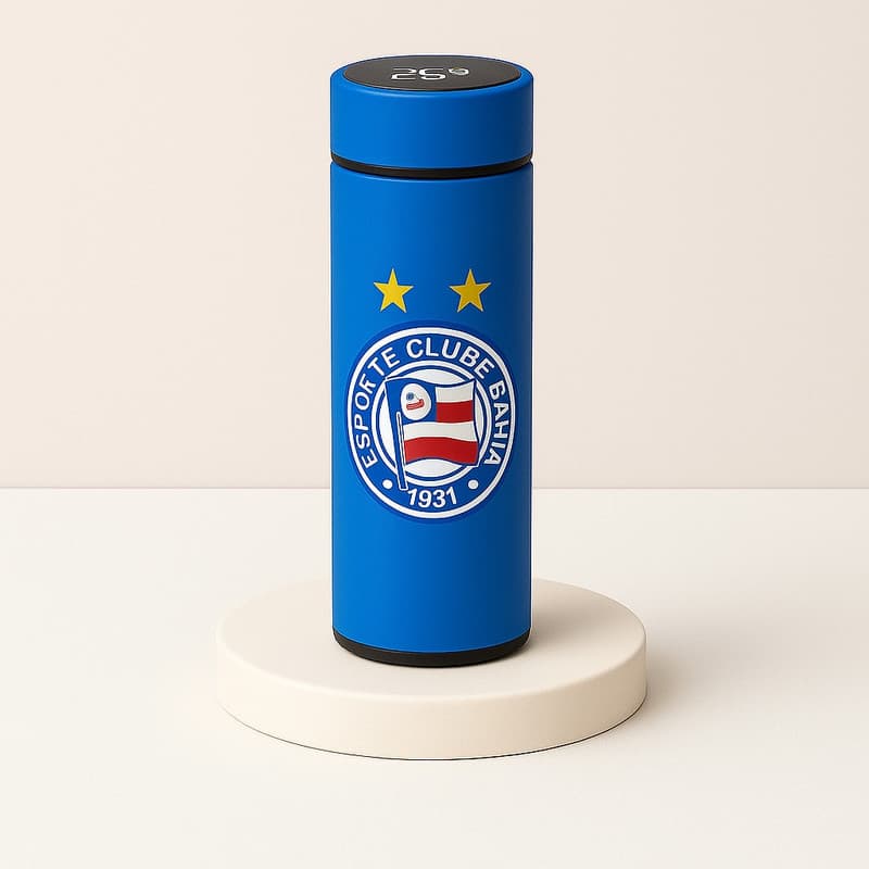 Garrafa Térmica Aço Inoxidavel Time de Futebol com Medidor De Temperatura Digital 500ml-ALTONIVEL TOP4