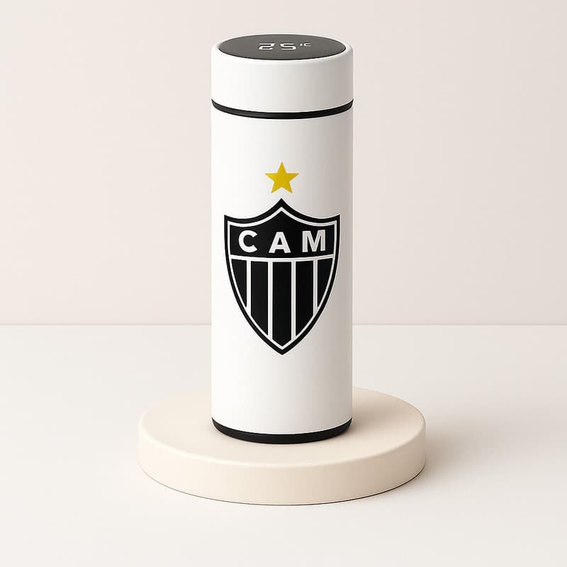 Garrafa Térmica Aço Inoxidavel Time de Futebol com Medidor De Temperatura Digital 500ml-ALTO NIVEL TOP9