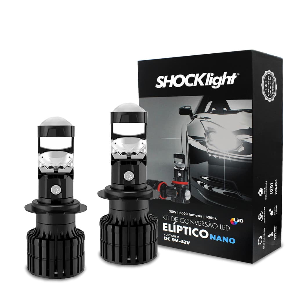 Kit Lampada de Led H4 Nano 6500k 5000 Lumens 35w Projetor Elíptico