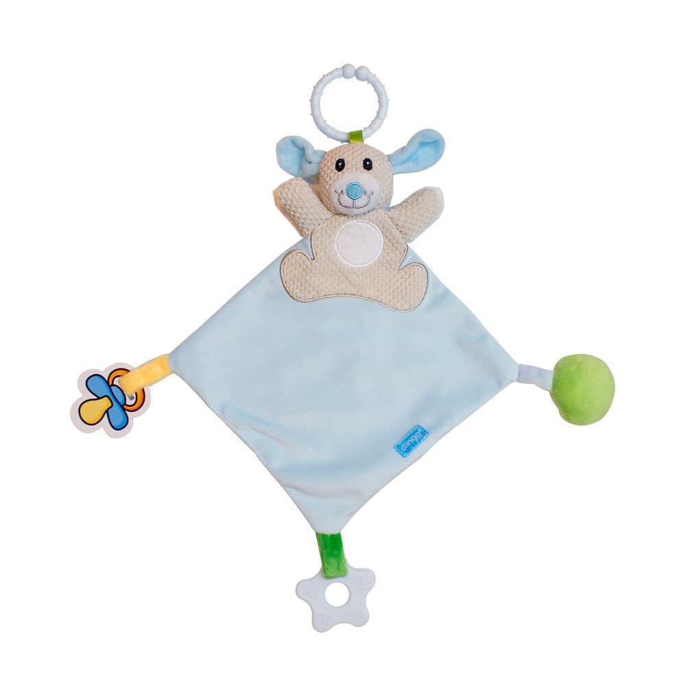 Naninha Urso Azul Clingo com Suporte de Chupeta para Bebê -  Paninho dormir bebê - Pelúcia de apego
