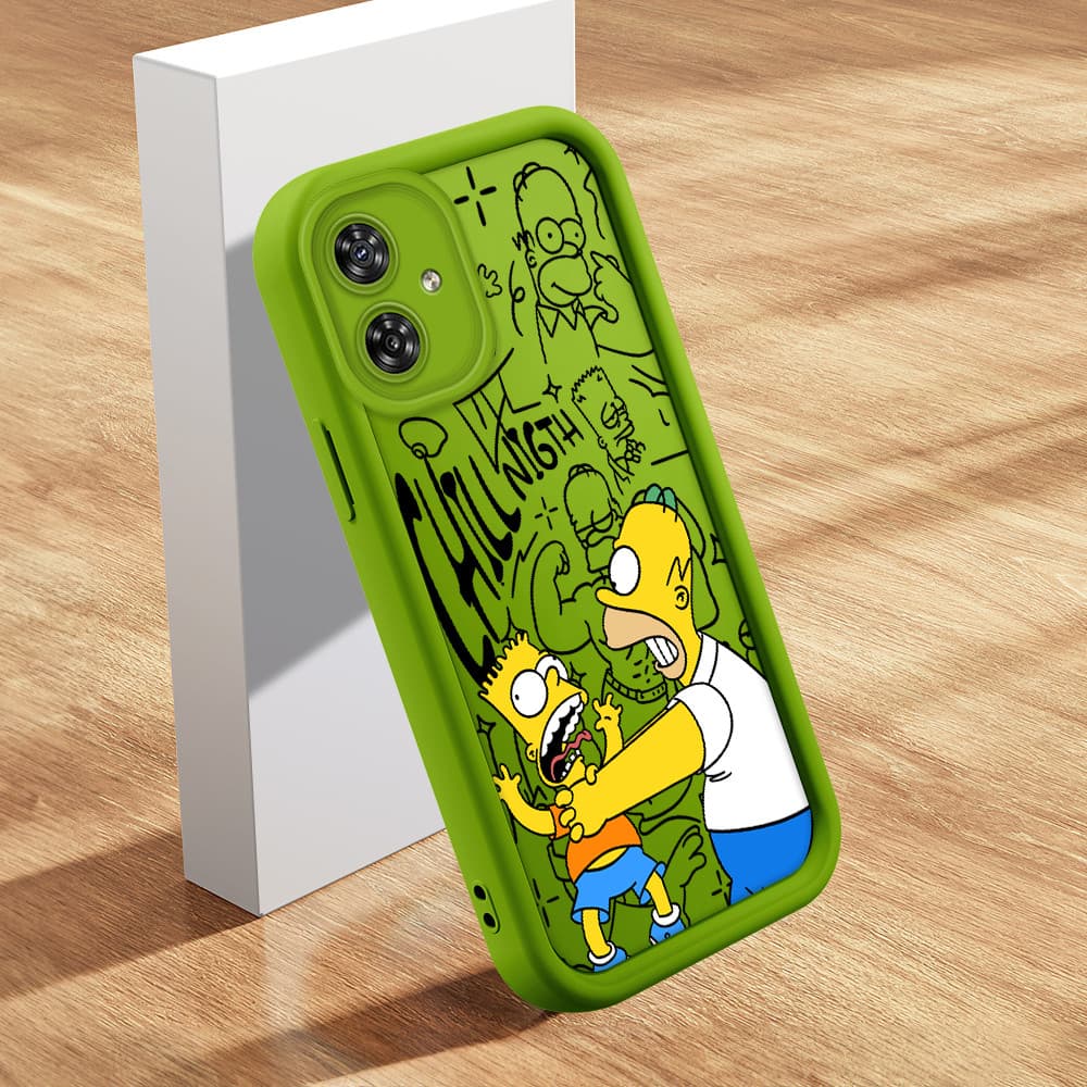 Capa Para Motorola Moto G54 5G Capinha De Simpson Celular Macio Case Verde Rosa Vermelha 1897 TY