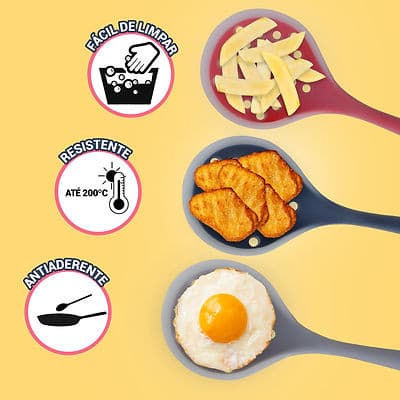 Escumadeira de Silicone Para Frituras 28,5cm - Disponivel 2 Cores