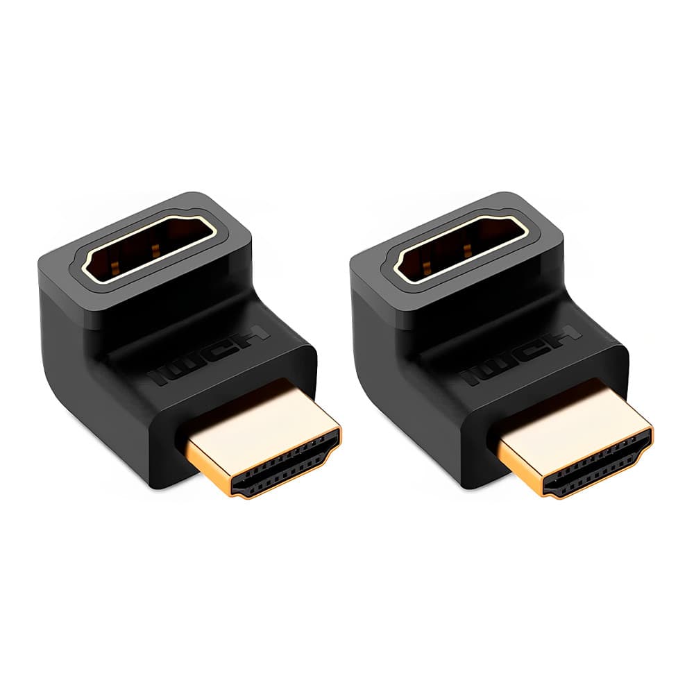 Adaptador de Vídeo Hdmi Ugreen Macho/Fêmea Angular Preto 2 Unidades