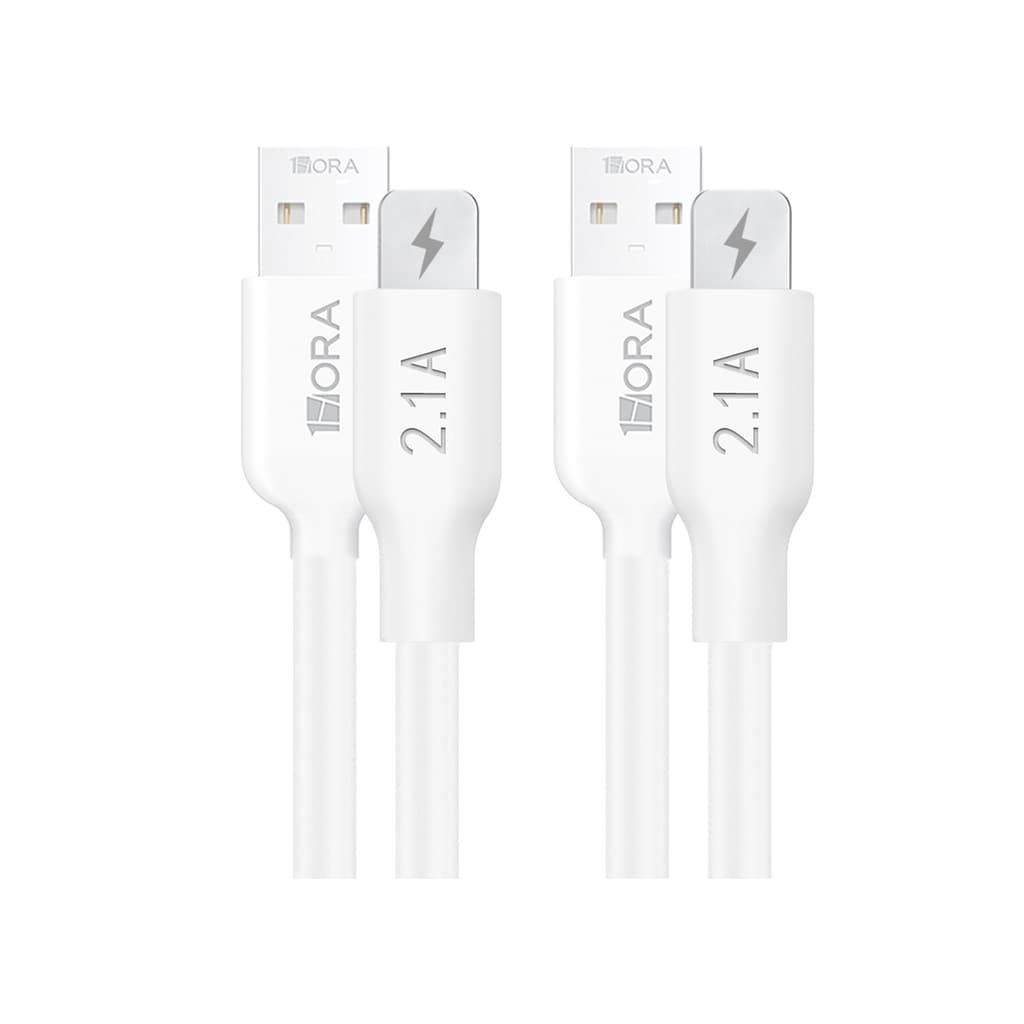 Cabo iPhone 1Hora Usb A/Lightning 2.1A 2M Branco  2 Unidades
