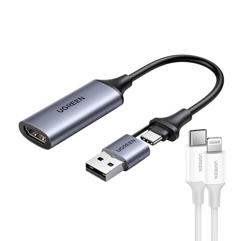 Adaptador de Vídeo Ugreen Hdmi Femêa p/Usb A/C Macho + Cabo iOS (K-5341-3673)