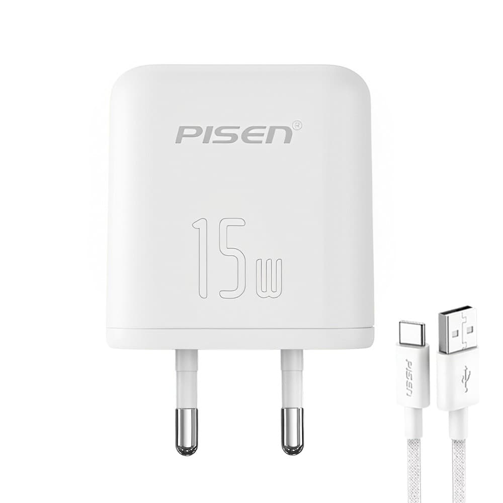 Carregador Usb Pisen TP-C45 3 Porta USB-A Max 15W Branco + Cabo (K-9111-9113)