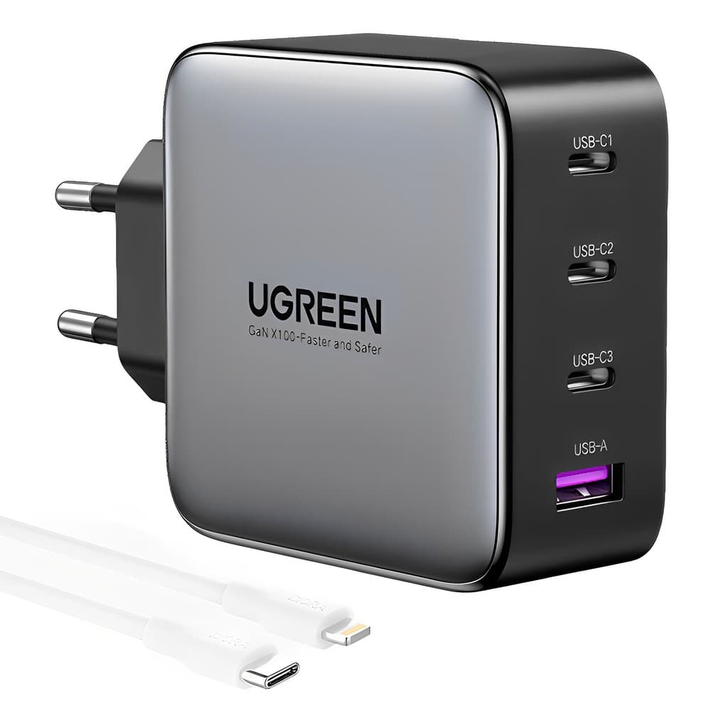 Carregador Usb Ugreen + Cabo Usb C + Cabo Usb C/Lightning (K-7456-5883)