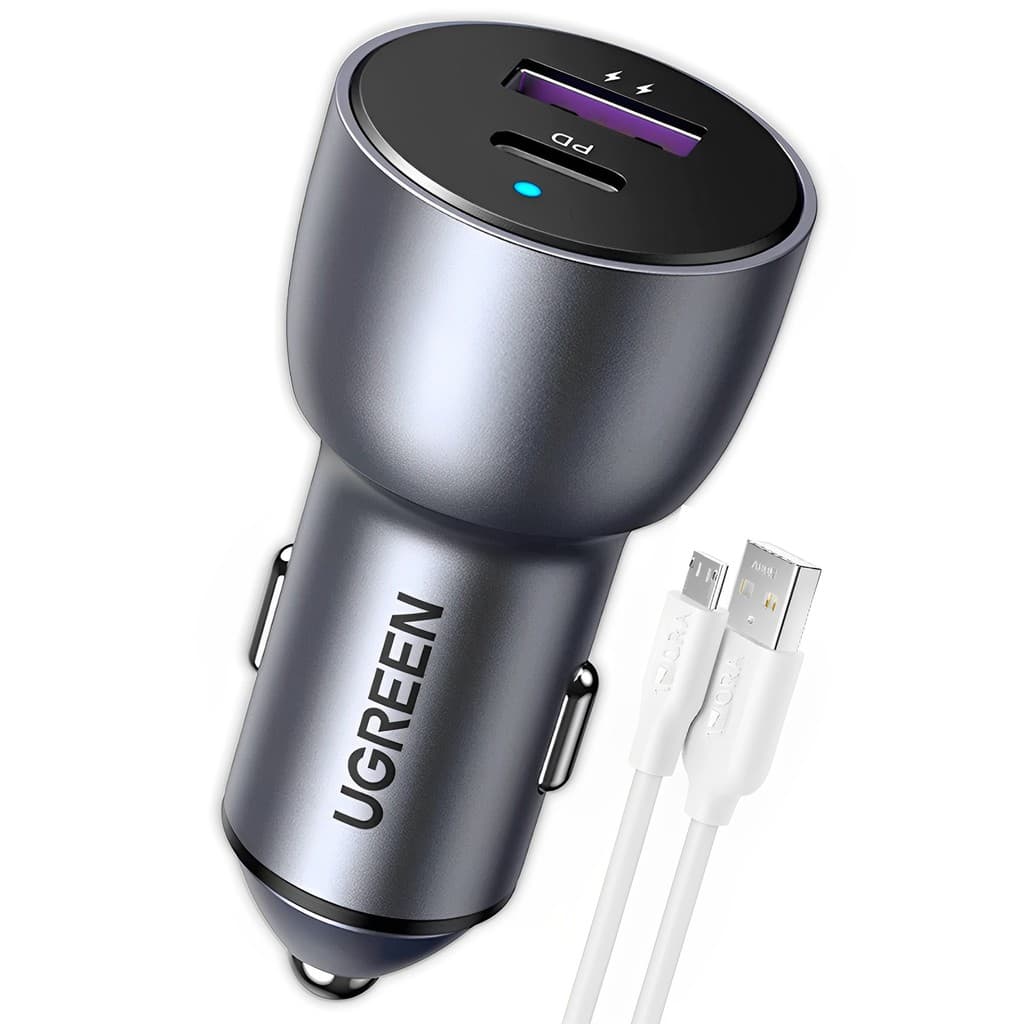 Carregador Usb Ugreen Usb A/C p/Carro + Cabo Usb A/Micro Usb (K-3746-5871)