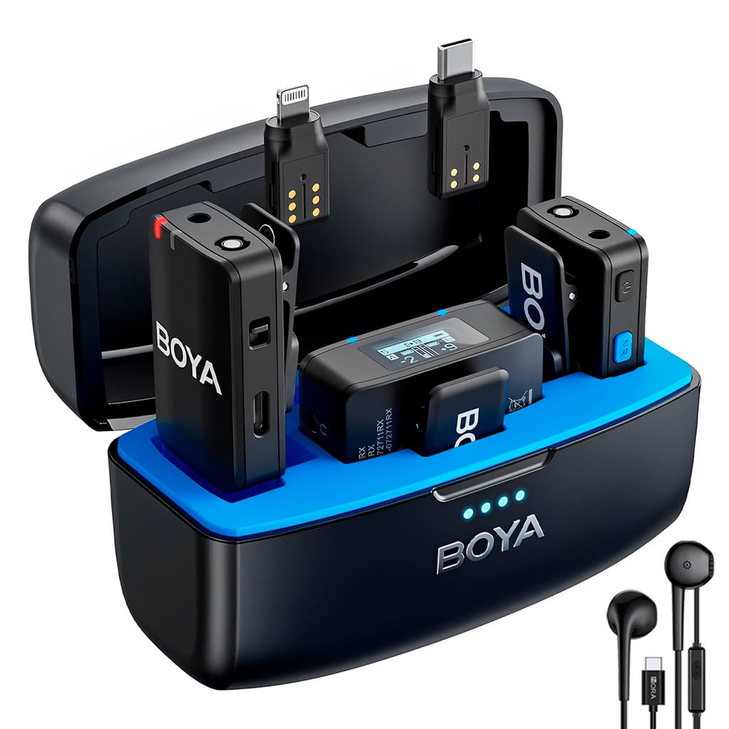 Sistema Microfone Lapela BoyaMic + Fone Ouvido Aut124 Preto (K-7055-5862)