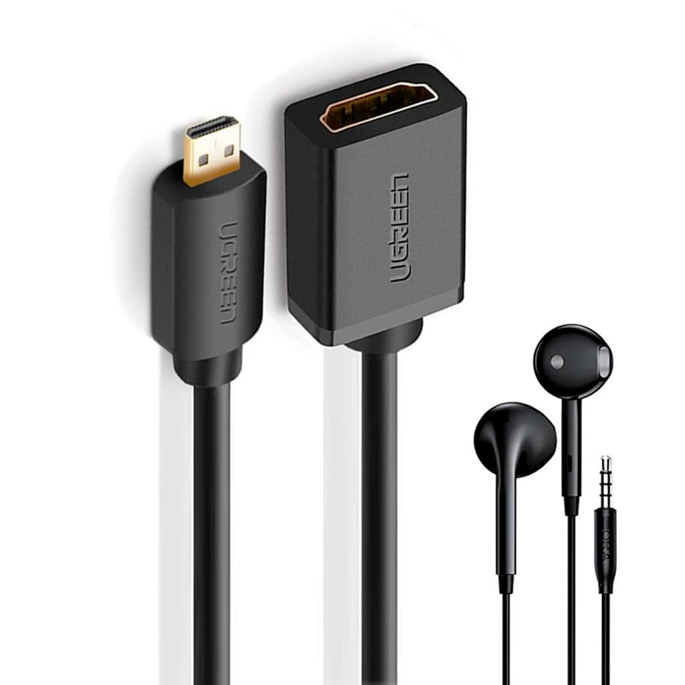Ugreen Cabo Adaptador Micro Hdmi p/Hdmi 22cm + Fone Ouvido (K-4486-5886)