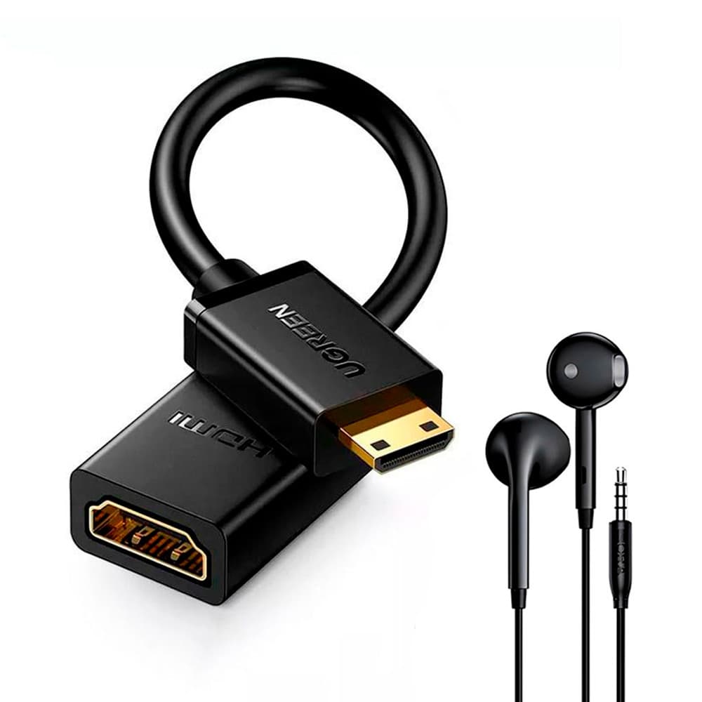 Ugreen Cabo Adaptador Mini Hdmi p/Hdmi 20cm + Fone Ouvido (K-6085-5886)