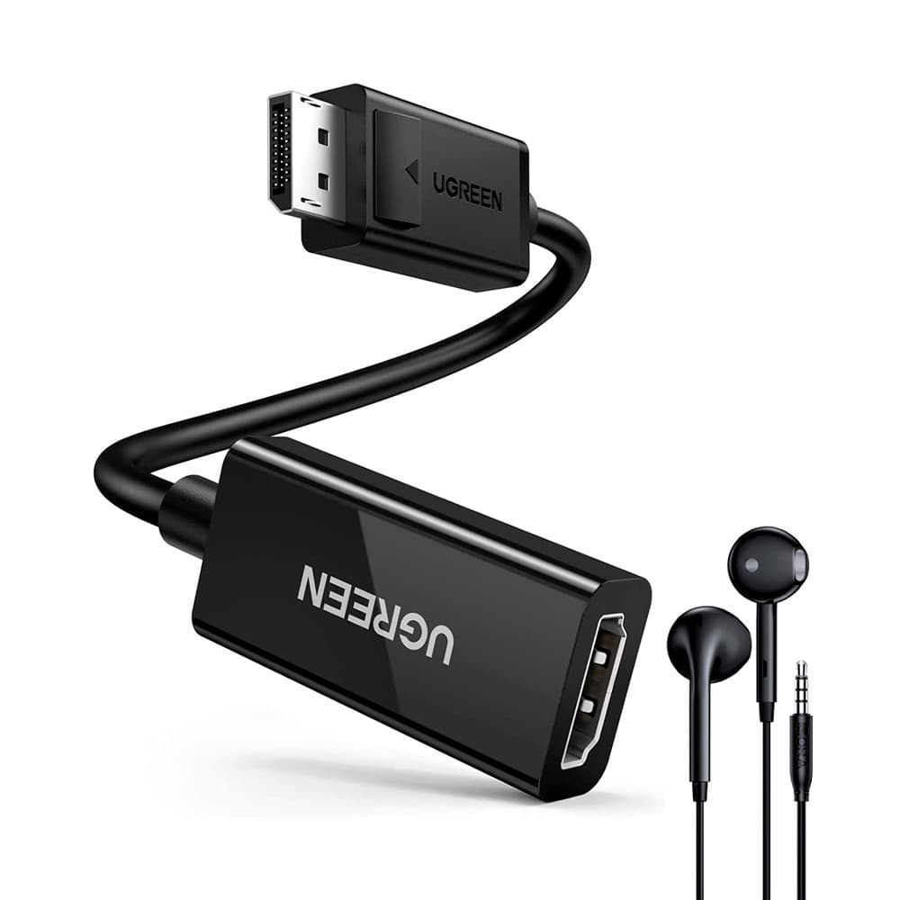 Ugreen Cabo Displayport p/Hdmi Fêmea 4k 25cm + Fone Ouvido (K-4891-5886)