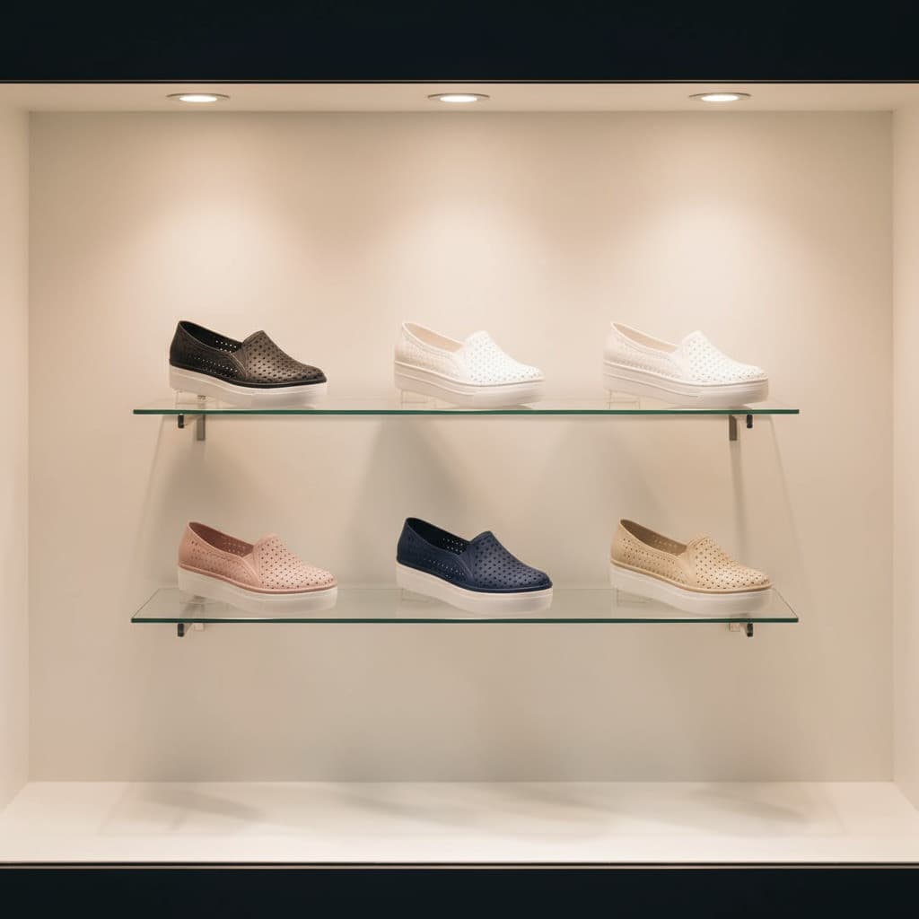Tênis Slip On Feminino Plataforma Perfurado — Casual Confortável (Preto / Rosa / Azul Marinho / Branco / Bege)
