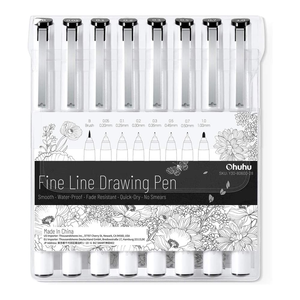 Canetas Ohuhu Fineliner 8un Desenho Artístico Ponta Fina