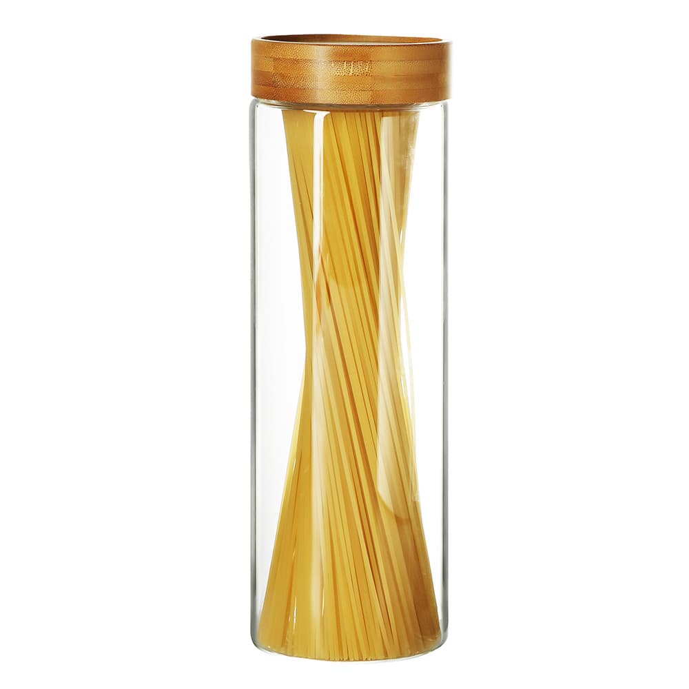 Pote De Vidro Life Alimento 1200ml Tampa Bambu Hermético