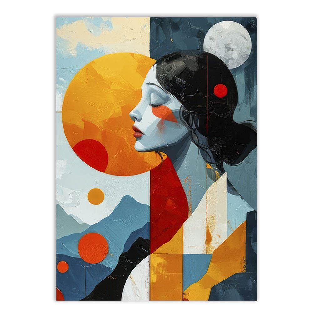 Placa Quadro Decorativo Mulher De Turbante Ilustração Geométrica V2 Decoração Poster Quarto Sala