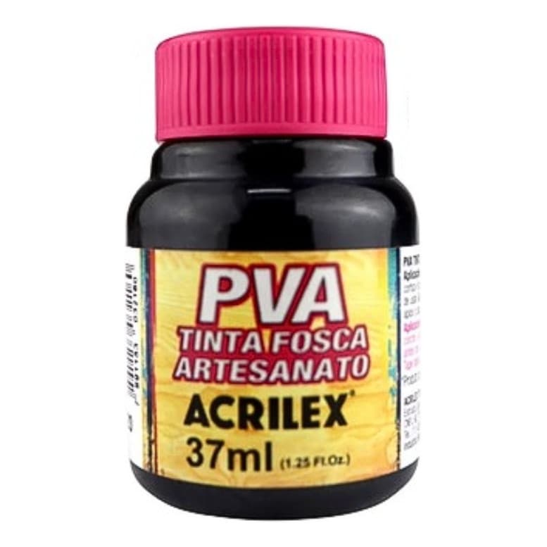Tinta PVA Acrilex PRETO 520 37ML Com 2 Unidade