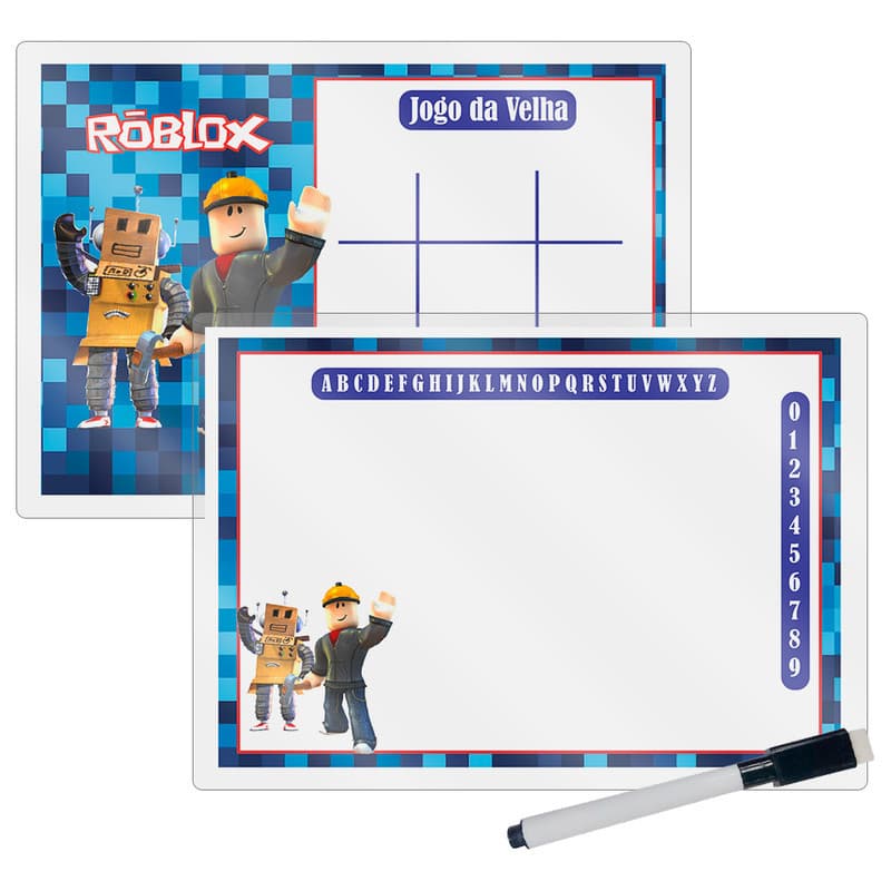 Kit 10 Lousa Mágica Catalogada + Caneta E Apagador Lembrancinha Festa Infantil Roblox