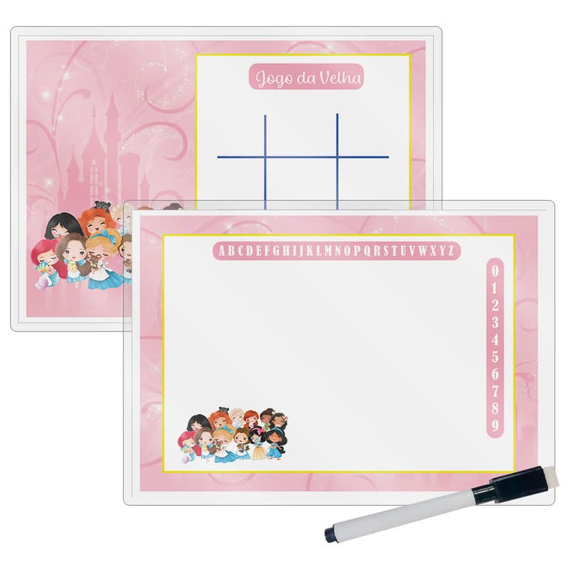 Kit 10 Lousa Mágica Catalogada + Caneta E Apagador Lembrancinha Festa Infantil Princesas Cute