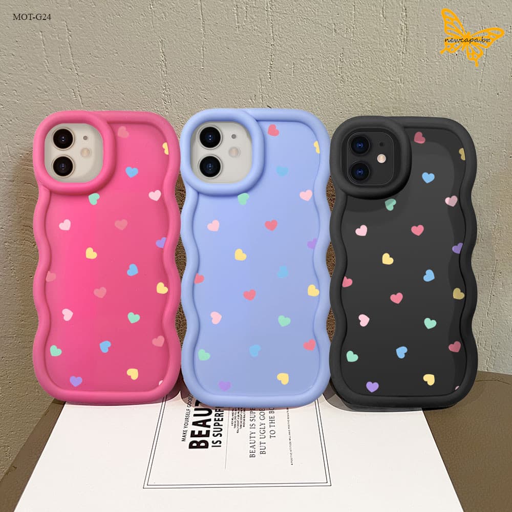 Capinha Coração Fofo Para Motorola Moto G24 G22 G32 G34 G35 5G Capa De Silicone Macio Case Bonita MKL 0174