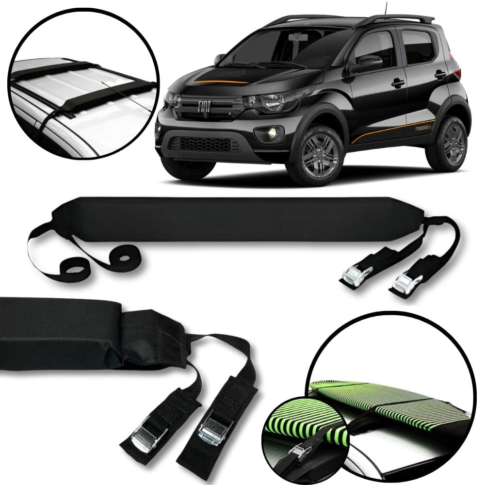 Rack Teto Prancha Surf Carro Com Cinta Fiat Mobi