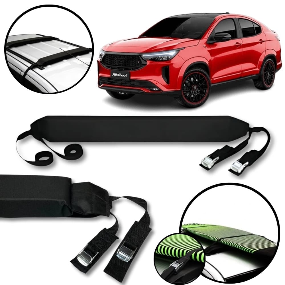 Rack Teto Prancha Surf Carro Com Cinta Fiat Fastback