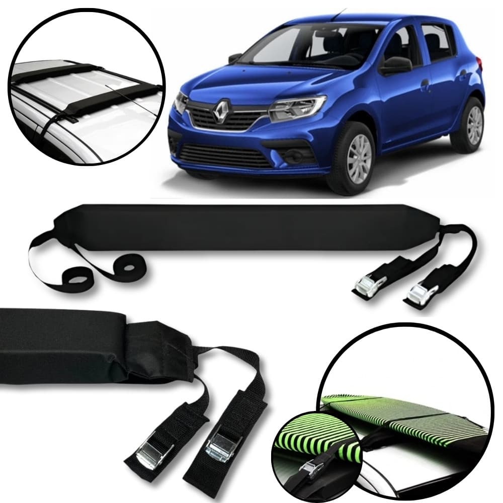 Rack Teto Prancha Surf Carro Com Cinta Renault Sandero