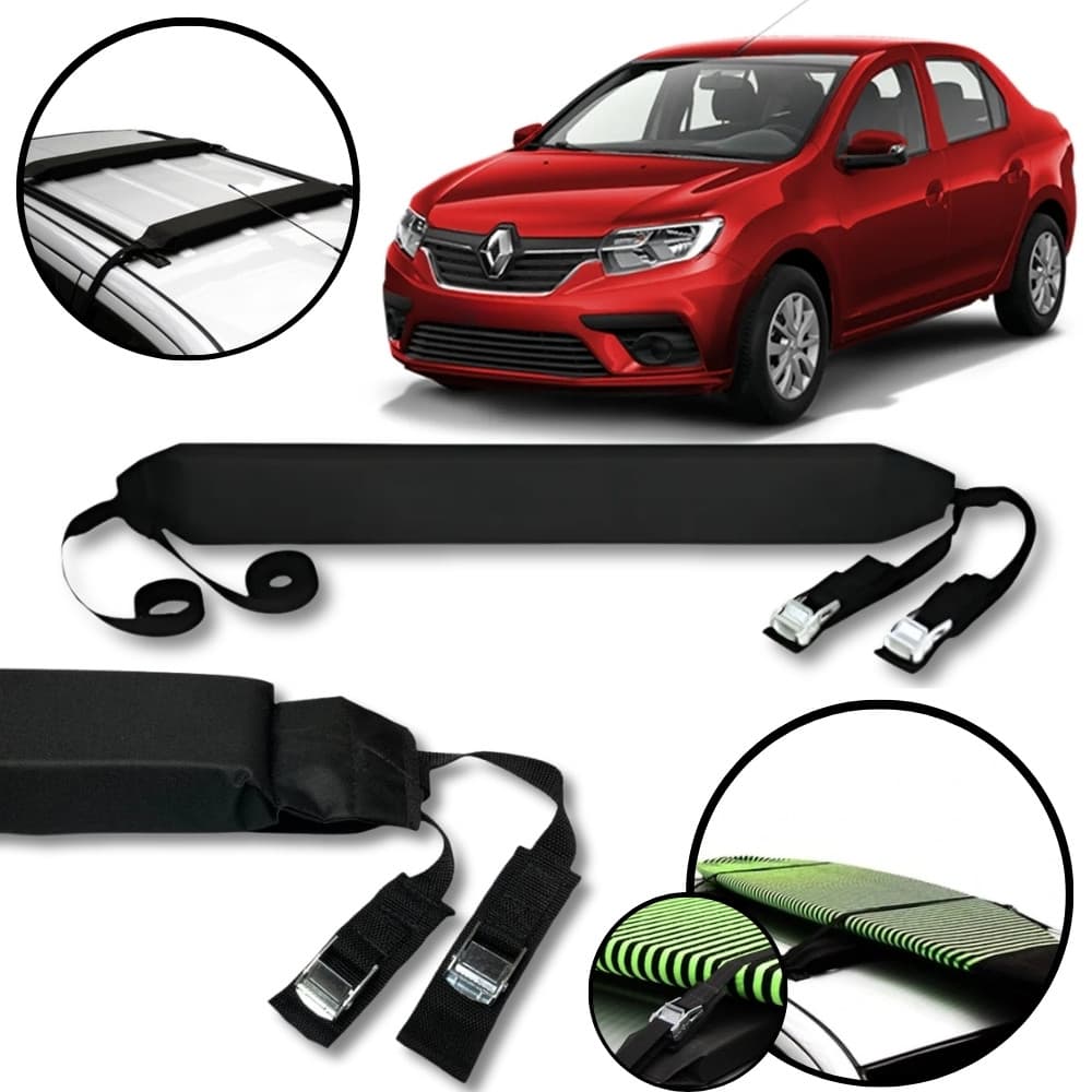 Rack Teto Prancha Surf Carro Com Cinta Renault Logan